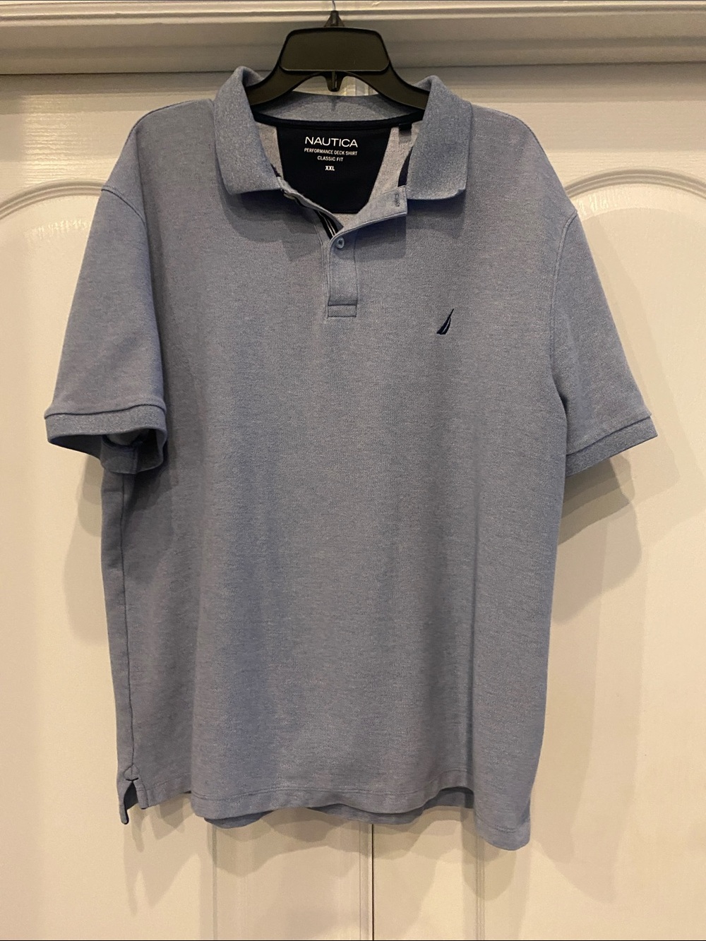 Nautica Men's Pale Blue Classic Pique Polo with Embroidered Sail Logo